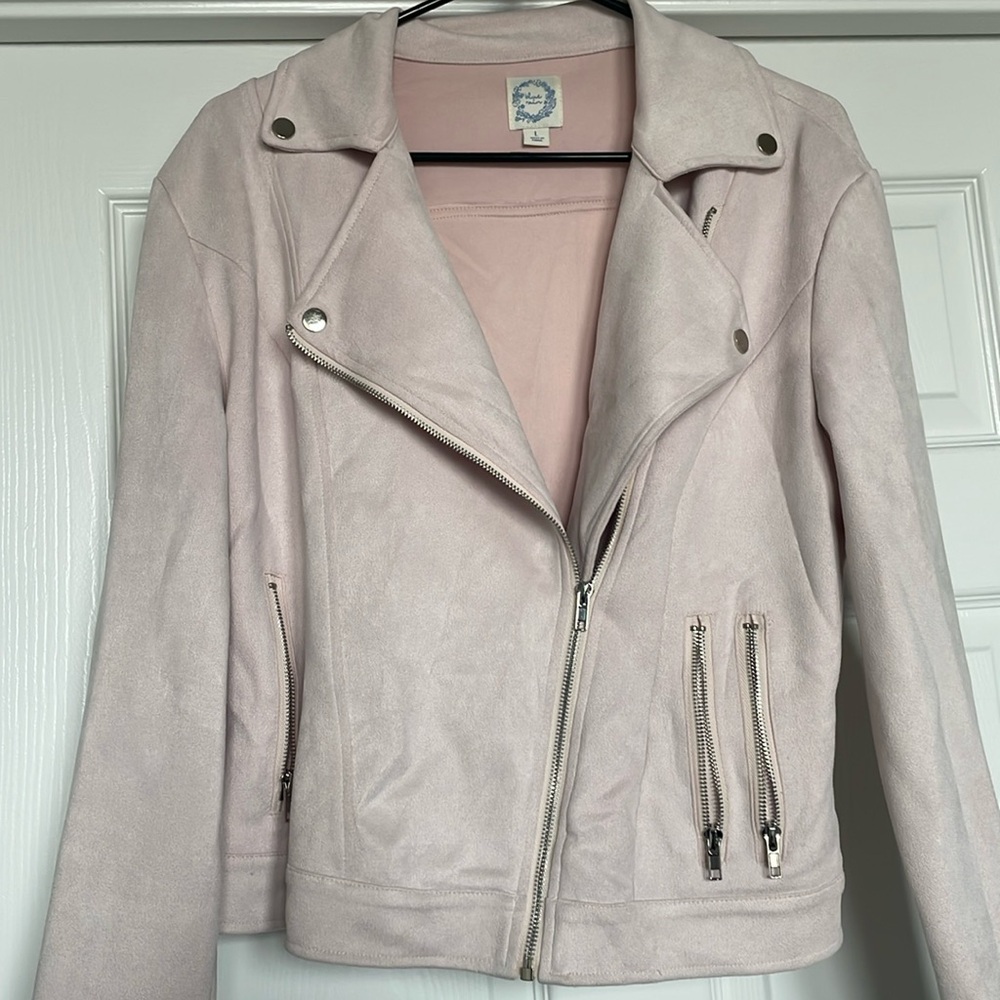 Large Light Pink Faux Suede Jacket from Blue Rain